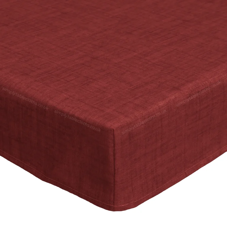 Natural Linen Bordeaux Acrylic Coated Tablecloth with Teflon