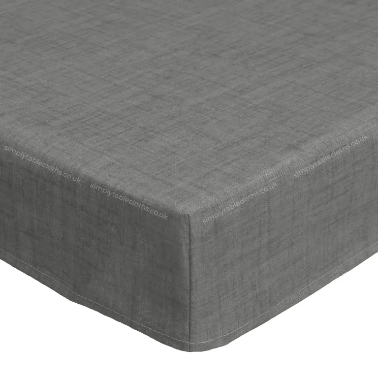 Natural Linen Grey Acrylic Coated Wipe Clean Tablecloth with Teflon & Edge Binding Finish