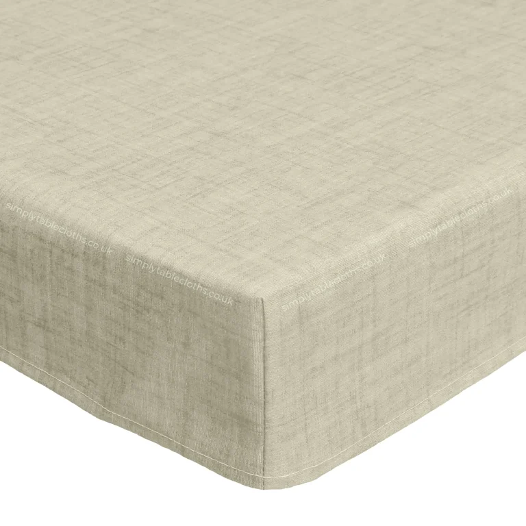 Natural Linen Pebble Grey Acrylic Coated Tablecloth with Teflon and edge binding finish
