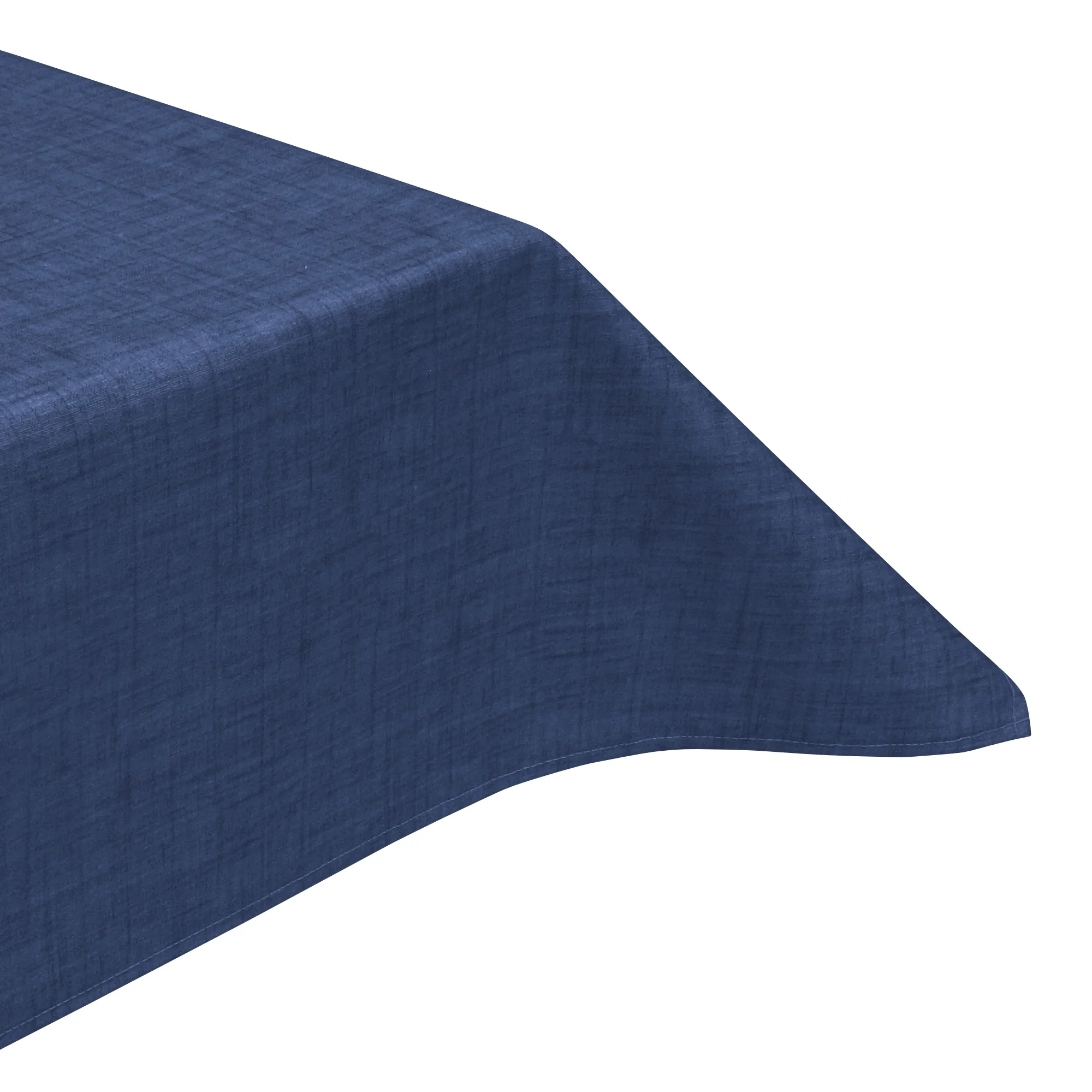 Natural Linen Navy Blue Acrylic Coated Tablecloth with Teflon
