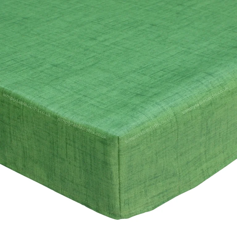 Natural Linen Leaf Green Acrylic Tablecloth with Teflon