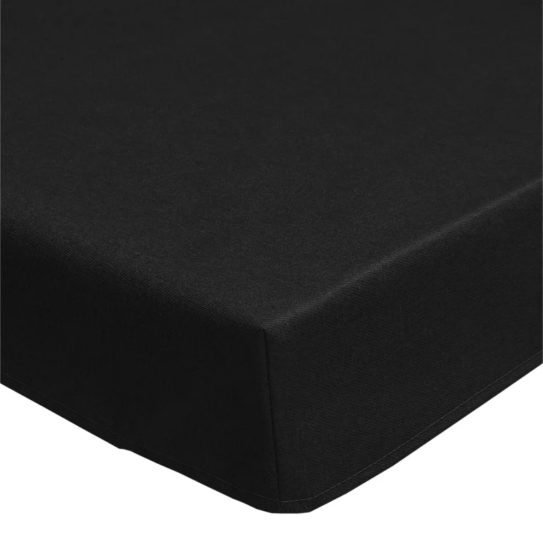 Simply black acrylic wipe clean tablecloth with edge binding finish