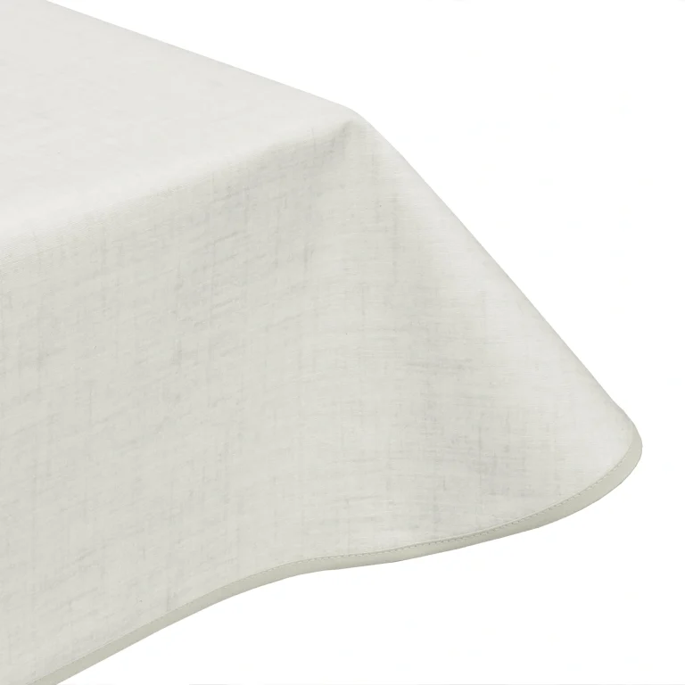 Natural Linen Off White Plain Acrylic Coated Tablecloth with Teflon