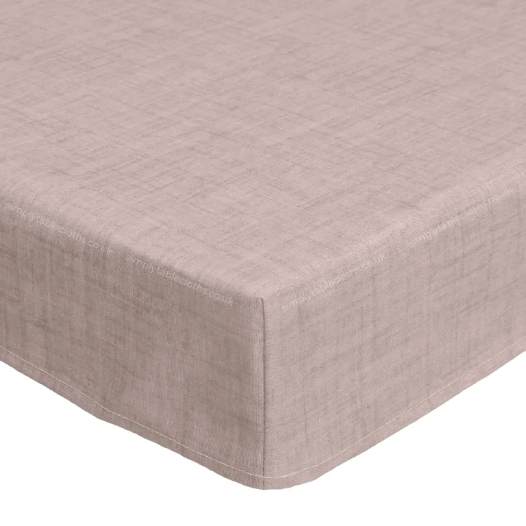 Natural Linen Plain Nobel Petal Pink Acrylic Teflon Coated Tablecloth Wipe Clean