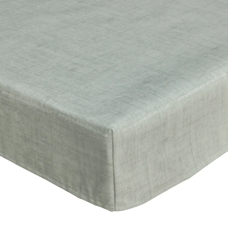 Natural Linen Plain Light Silver Acrylic Coated Wipe Clean Tablecloth with Teflon & Edge Binding Finish