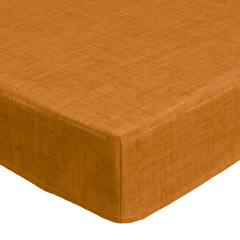 Natural Linen Orange Plain Acrylic Coated Tablecloth with Teflon