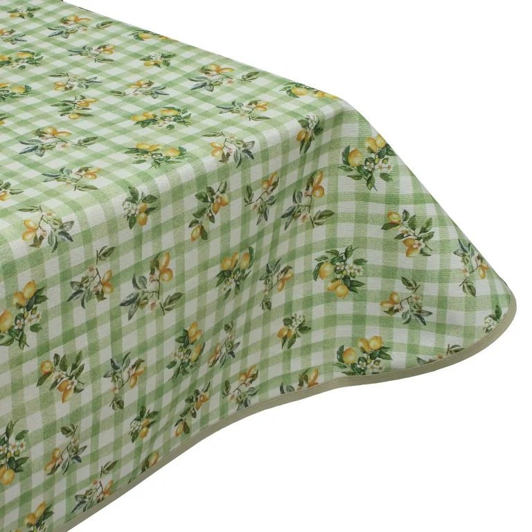 Edge binding finish for Sorrento Green Check Acrylic Wipe Clean Tablecloth