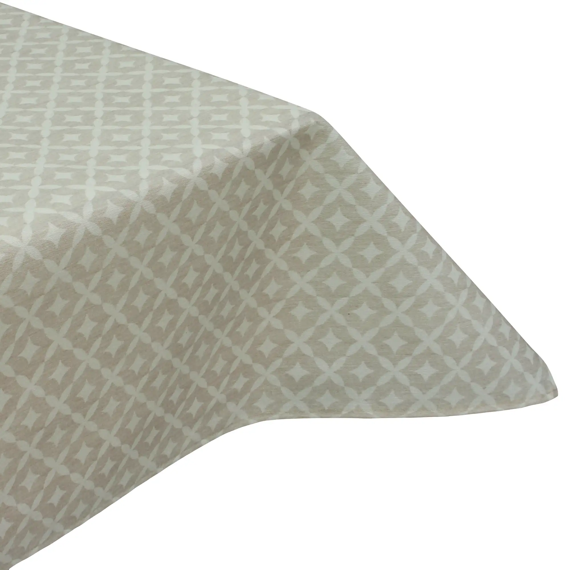 Hemmed finish for Lattice Beige Acrylic Wipe Clean Tablecloth