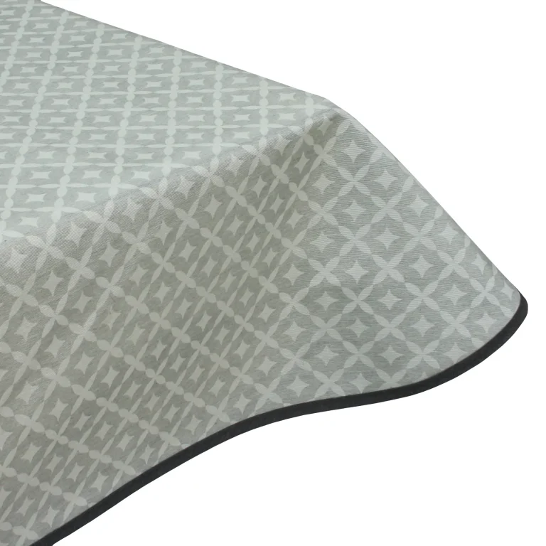 Edge binding finish for Lattice Grey Acrylic Wipe Clean Tablecloth