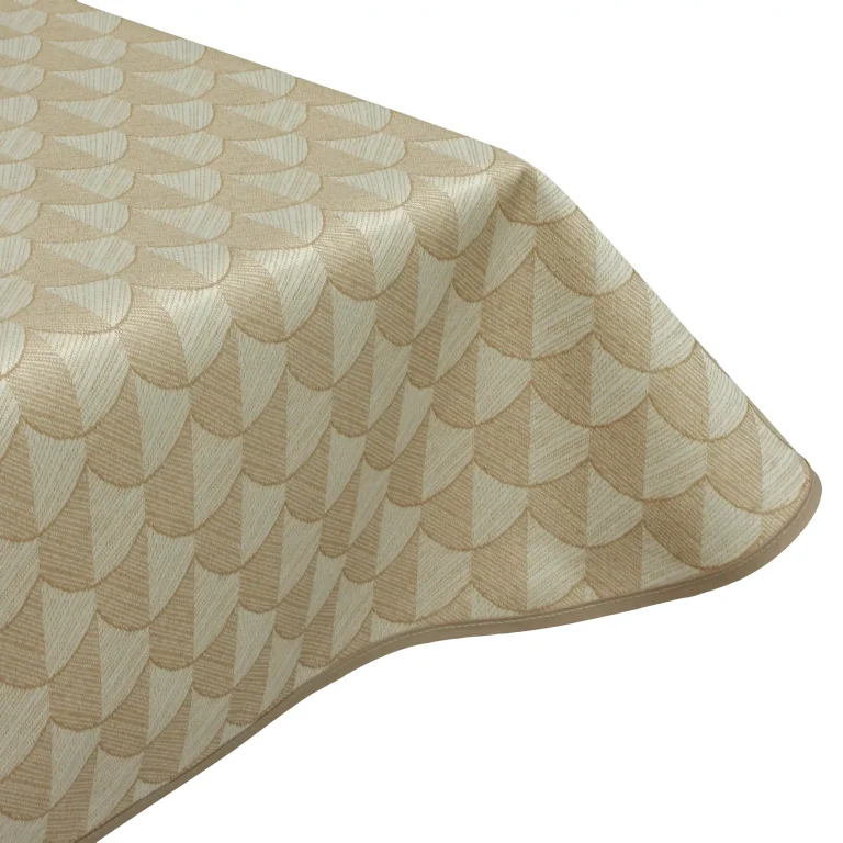 Edge binding finish for Scallop Gold Acrylic Wipe Clean Tablecloth