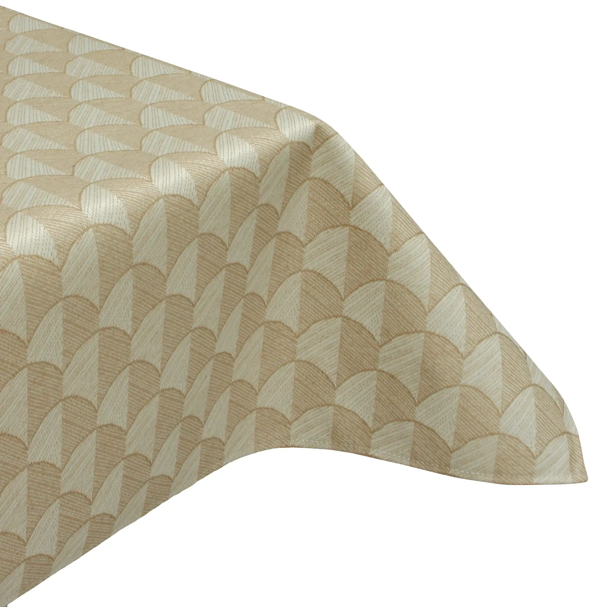 Hemmed finish for Scallop Gold Acrylic Wipe Clean Tablecloth