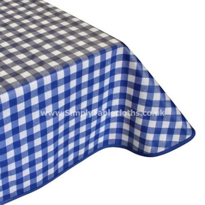 Large Gingham Blue Teflon Coated Tablecloth