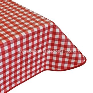 Large Gingham Red Teflon Coated Tablecloth