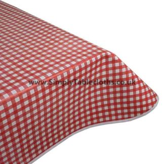 Red Gingham Vinyl Tablecloth
