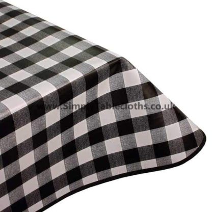 Black Gingham Vinyl Tablecloth