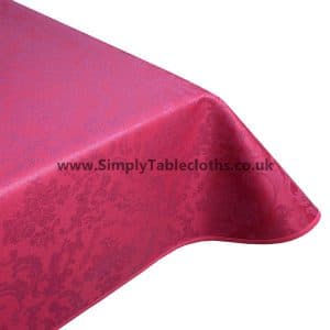 Damask Fuchsia Teflon Coated Tablecloth