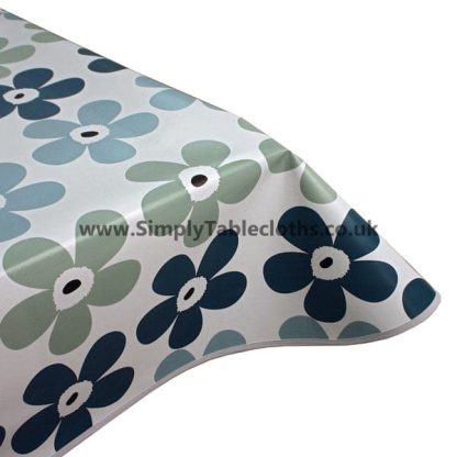 Blue Flower Vinyl Tablecloth