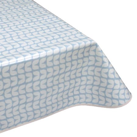 Plain Duck Egg Blue Shiny Textured Linen Feel PVC Plastic Oil Vinyl Table cloth