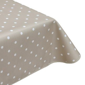 Polka Dot Taupe Oilcloth Tablecloth