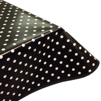 Black Polka Vinyl Tablecloth