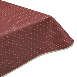 Polka Dot Claret Acrylic Coated Tablecloth with Teflon & Edge Binding Finish
