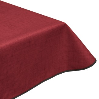 Natural Linen Bordeaux Acrylic Coated Tablecloth with Teflon