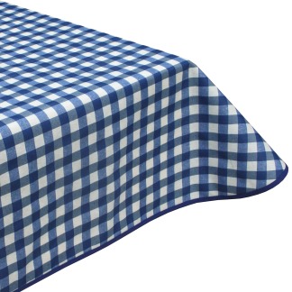 Blue Gingham Acrylic Coated Tablecloth with Teflon & Edge Binding Finish