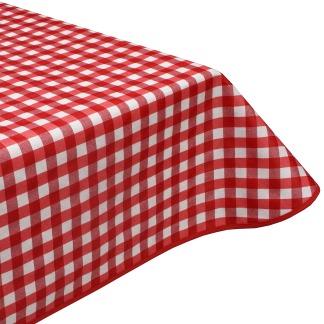Red Gingham Acrylic Coated Tablecloth with Teflon & Edge Binding Finish