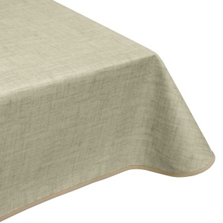 Natural Linen Pebble Grey Acrylic Coated Tablecloth with Teflon