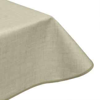 Natural Linen Pebble Grey Acrylic Coated Tablecloth with Teflon and edge binding finish