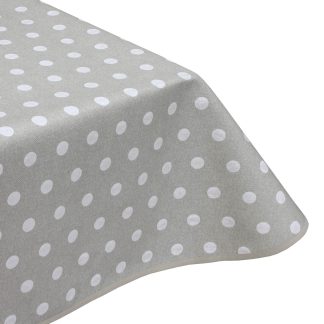 Natural white-polka dot acrylic wipe clean tablecloth