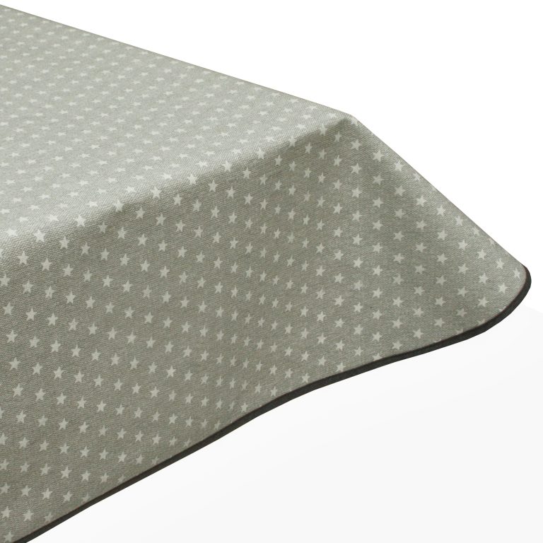 Stars Heather Acrylic Coated Wipe Clean Tablecloth & Edge Binding Finish