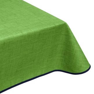 Natural Linen Leaf Green Acrylic Tablecloth with Teflon