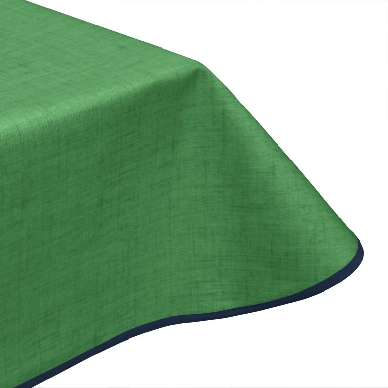 Natural Linen Leaf Green Acrylic Tablecloth with Teflon