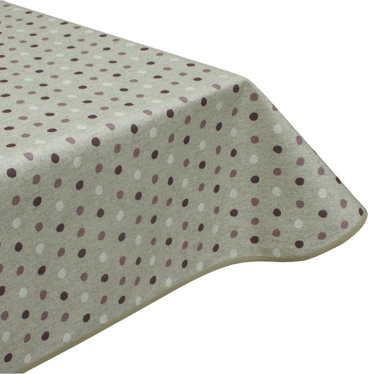 Polka Purples Acrylic Coated Tablecloth with Teflon & Edge Binding FInish