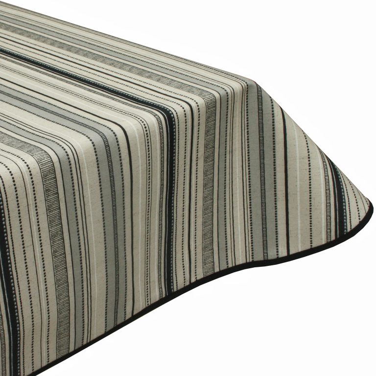 Pimlico Stripes Acrylic Coated Wipe Clean Tablecloth & Edge binding finish