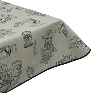 Culinary Acrylic Coated Wipe Clean Tablecloth & Edge Binding
