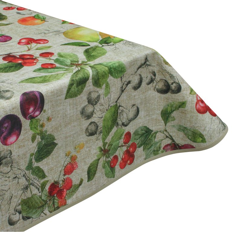 Five A Day Acrylic Coated Wipe Clean Tablecloth with Teflon & Edge Binding Finish