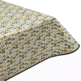 Mini Tulips Acrylic Coated Wipe Clean Tablecloth with Teflon & Edge binding Finish