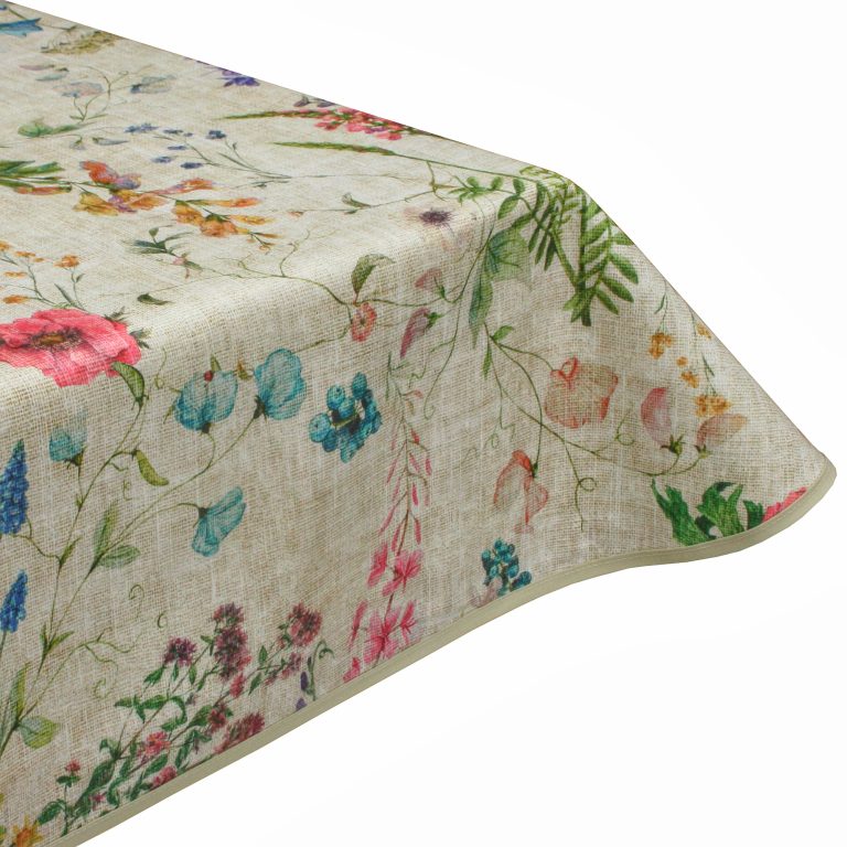 Soft Meadow Acrylic Wipe Clean Tablecloth with Teflon & Edge binding finish