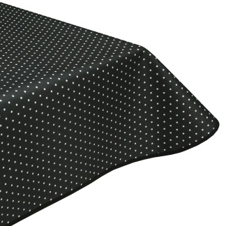 Black Polka Dots Acrylic Coated Tablecloth with Teflon & Edge Binding finish
