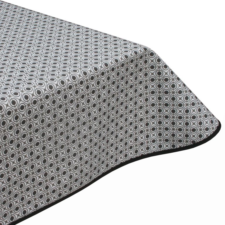 Geometric Tiles Acrylic Coated Wipe Clean Tablecloth & Edge Binding Finish