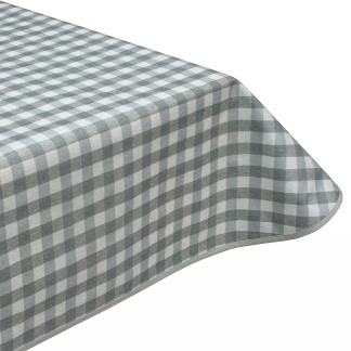Grey Gingham Check Acrylic Coated Tablecloth with Teflon & Edge binding finish