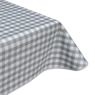 Grey Gingham teflon wipe clean tablecloth