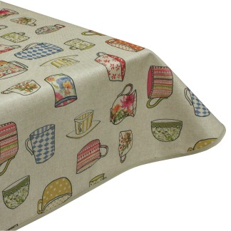 Tea Time Acrylic Coated Wipe Clean Tablecloth with Teflon