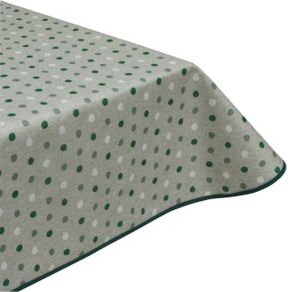 Polka Greens Acrylic Coated Tablecloth with Teflon & Edge Binding Finish