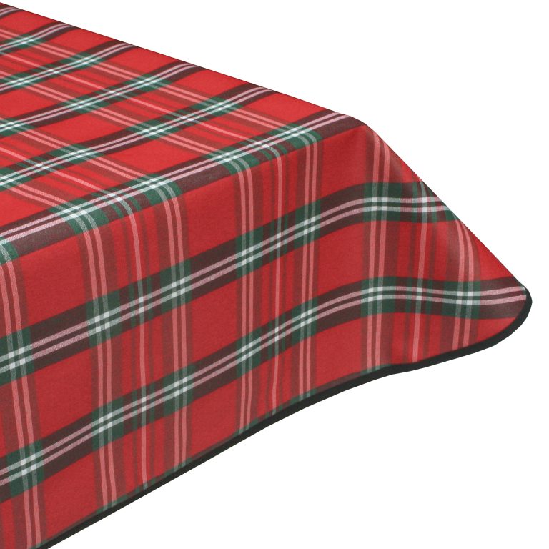 Classic Red Tartan Acrylic Coated Tablecloth with Teflon & Edge Binding Finish