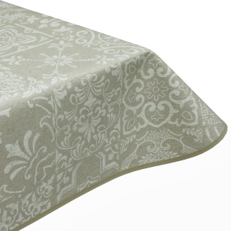 White Linen Medina Acrylic Coated Tablecloth with Teflon