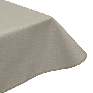Simply oatmeal acrylic wipe clean tablecloth with edge binding finish