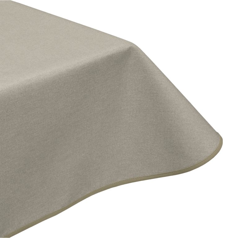 Simply oatmeal acrylic wipe clean tablecloth with edge binding finish